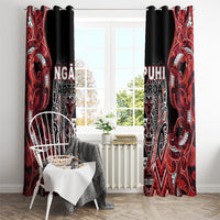 Aotearoa Ngapuhi Window Curtain Maori Red Tribal Paua Shell Pattern
