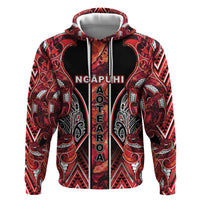 Aotearoa Ngapuhi Zip Hoodie Maori Red Tribal Paua Shell Pattern