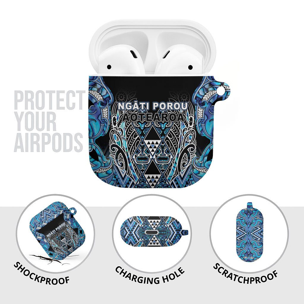 Aotearoa Ngati Porou AirPods Case Maori Light Blue Tribal Paua Shell Pattern