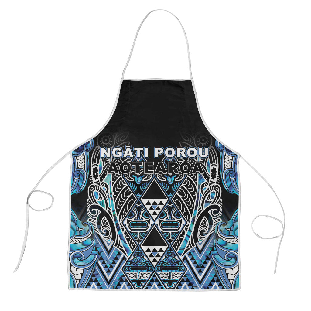 Aotearoa Ngati Porou Apron Maori Light Blue Tribal Paua Shell Pattern