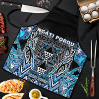 Aotearoa Ngati Porou Apron Maori Light Blue Tribal Paua Shell Pattern