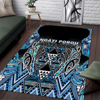 Aotearoa Ngati Porou Area Rug Maori Light Blue Tribal Paua Shell Pattern
