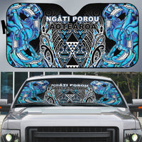 Aotearoa Ngati Porou Auto Sun Shade Maori Light Blue Tribal Paua Shell Pattern