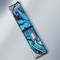 Aotearoa Ngati Porou Auto Sun Shade Maori Light Blue Tribal Paua Shell Pattern