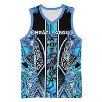 Aotearoa Ngati Porou Basketball Jersey Maori Light Blue Tribal Paua Shell Pattern