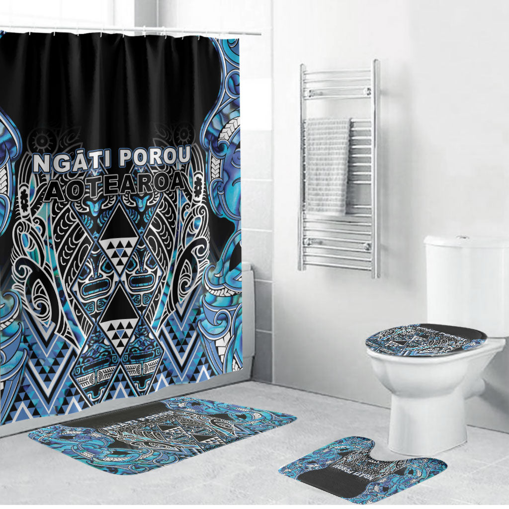 Aotearoa Ngati Porou Bathroom Set Maori Light Blue Tribal Paua Shell Pattern