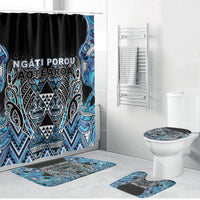 Aotearoa Ngati Porou Bathroom Set Maori Light Blue Tribal Paua Shell Pattern