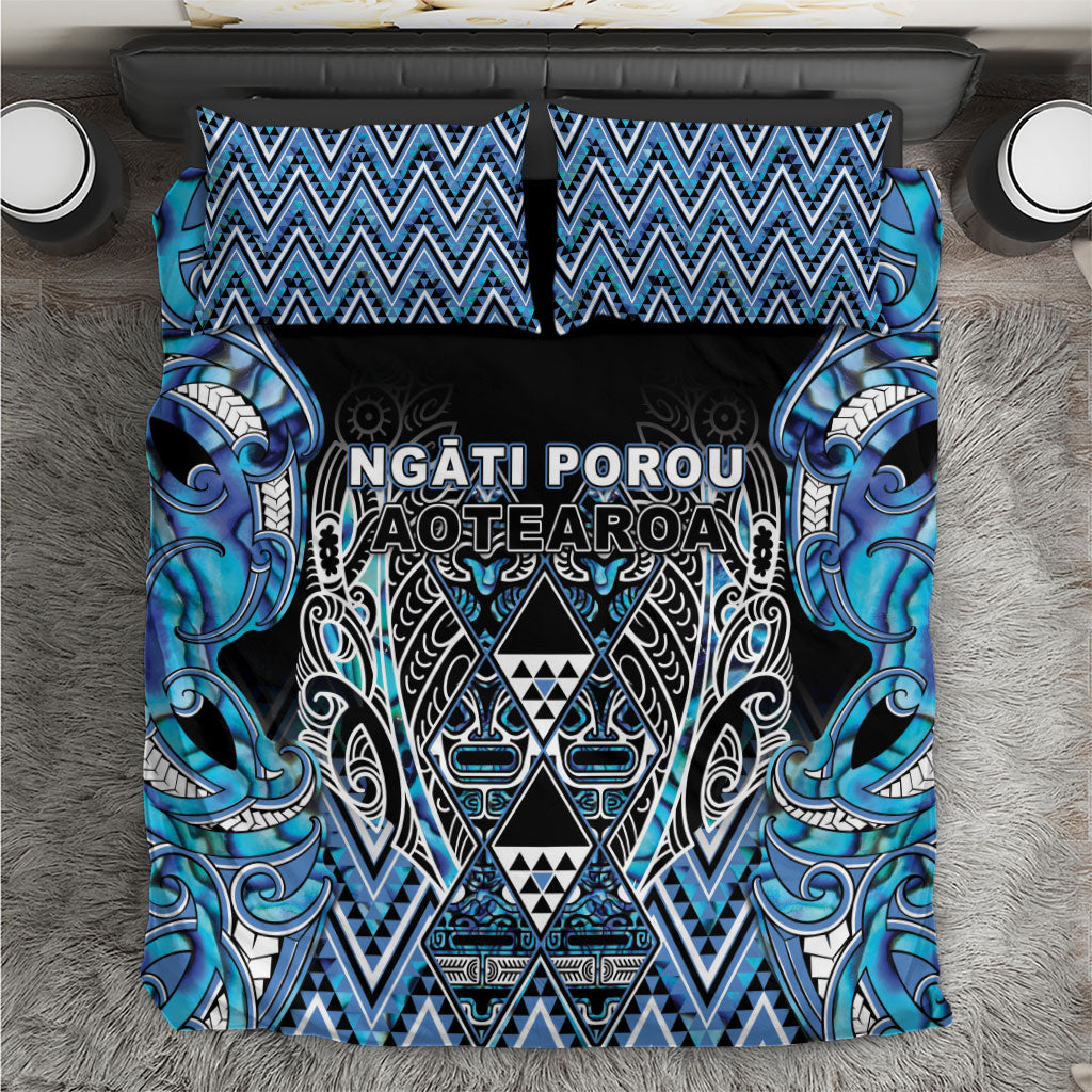 Aotearoa Ngati Porou Bedding Set Maori Light Blue Tribal Paua Shell Pattern DT05 Blue - Polynesian Pride