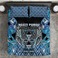 Aotearoa Ngati Porou Bedding Set Maori Light Blue Tribal Paua Shell Pattern