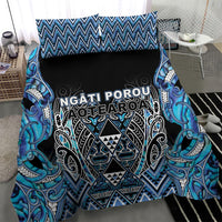 Aotearoa Ngati Porou Bedding Set Maori Light Blue Tribal Paua Shell Pattern