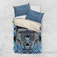 Aotearoa Ngati Porou Bedding Set Maori Light Blue Tribal Paua Shell Pattern