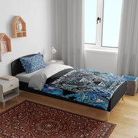 Aotearoa Ngati Porou Bedding Set Maori Light Blue Tribal Paua Shell Pattern