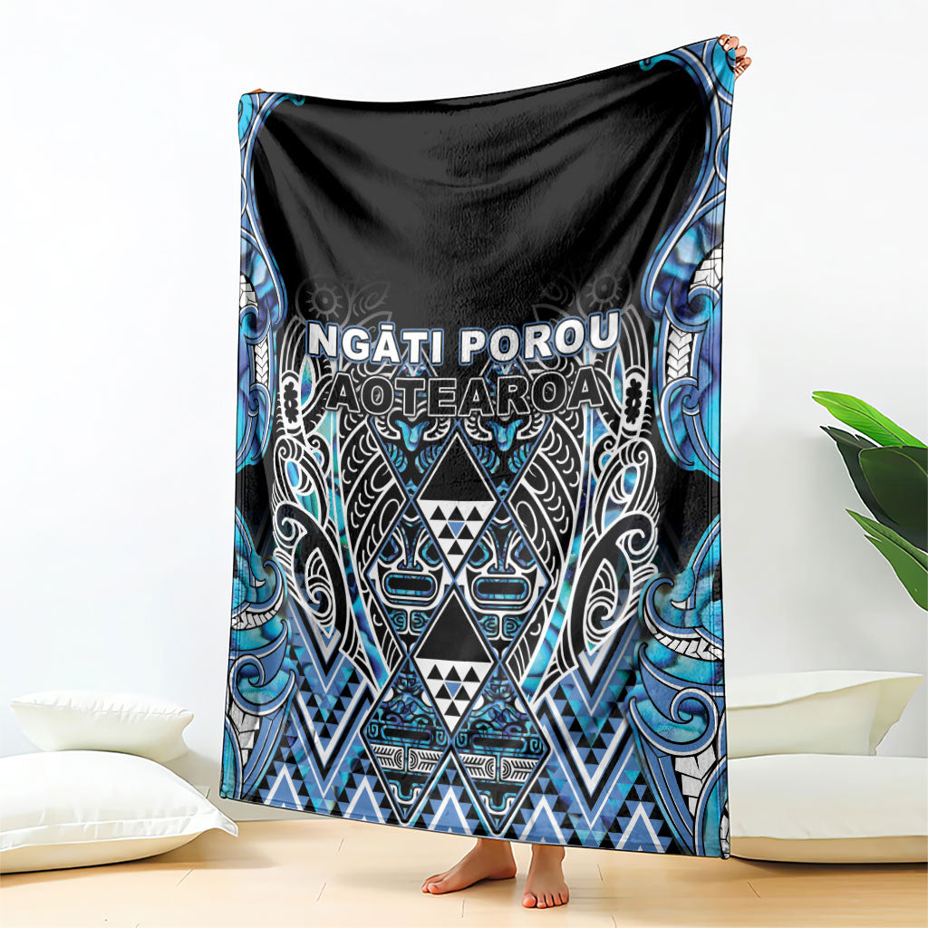 Aotearoa Ngati Porou Blanket Maori Light Blue Tribal Paua Shell Pattern