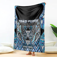 Aotearoa Ngati Porou Blanket Maori Light Blue Tribal Paua Shell Pattern