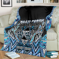 Aotearoa Ngati Porou Blanket Maori Light Blue Tribal Paua Shell Pattern