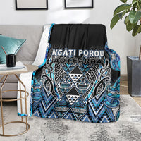 Aotearoa Ngati Porou Blanket Maori Light Blue Tribal Paua Shell Pattern