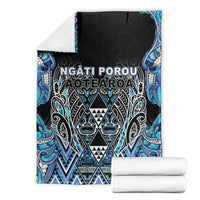 Aotearoa Ngati Porou Blanket Maori Light Blue Tribal Paua Shell Pattern