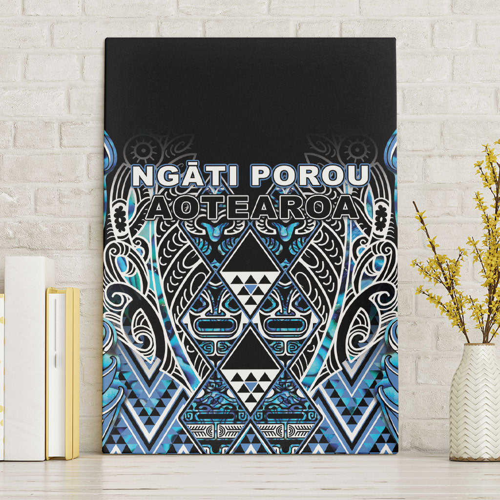 Aotearoa Ngati Porou Canvas Wall Art Maori Light Blue Tribal Paua Shell Pattern DT05 Without Frame Blue - Polynesian Pride