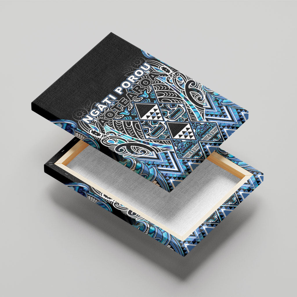 Aotearoa Ngati Porou Canvas Wall Art Maori Light Blue Tribal Paua Shell Pattern
