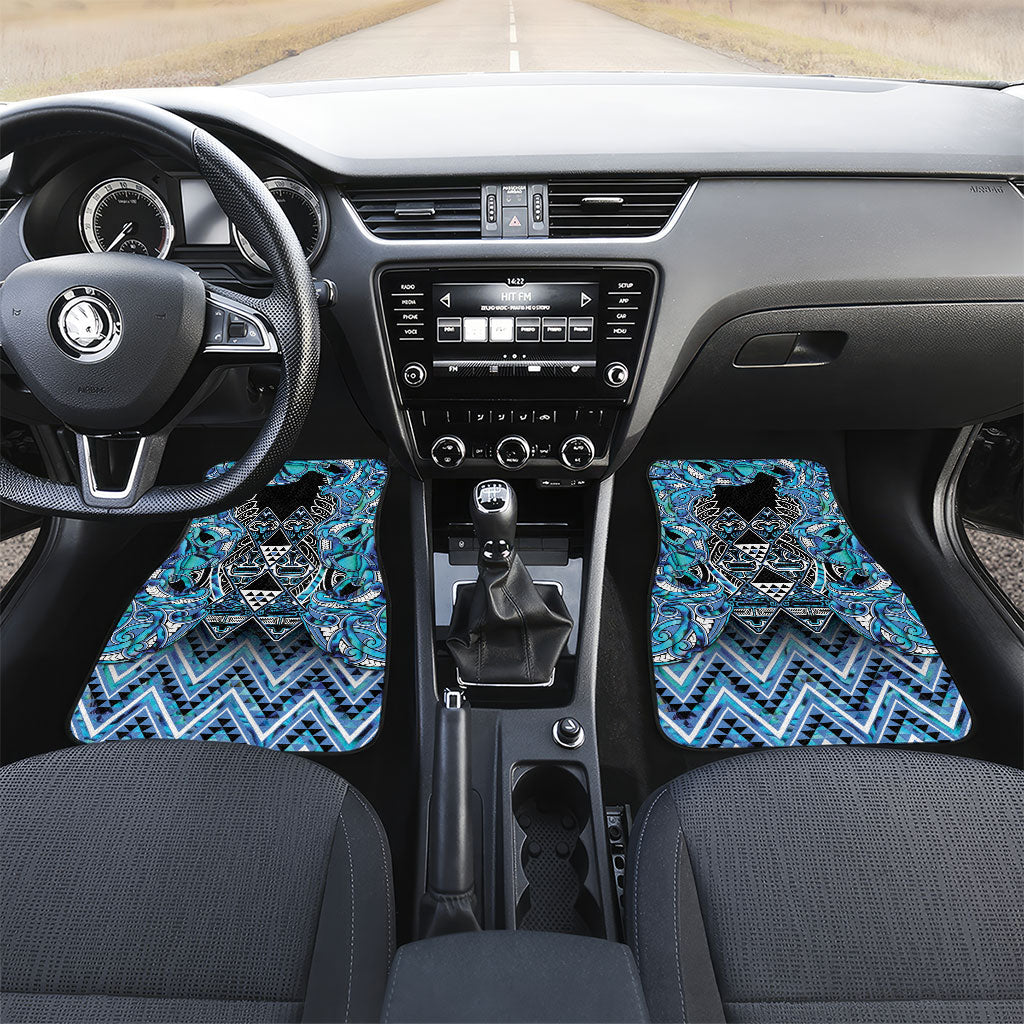 Aotearoa Ngati Porou Car Mats Maori Light Blue Tribal Paua Shell Pattern