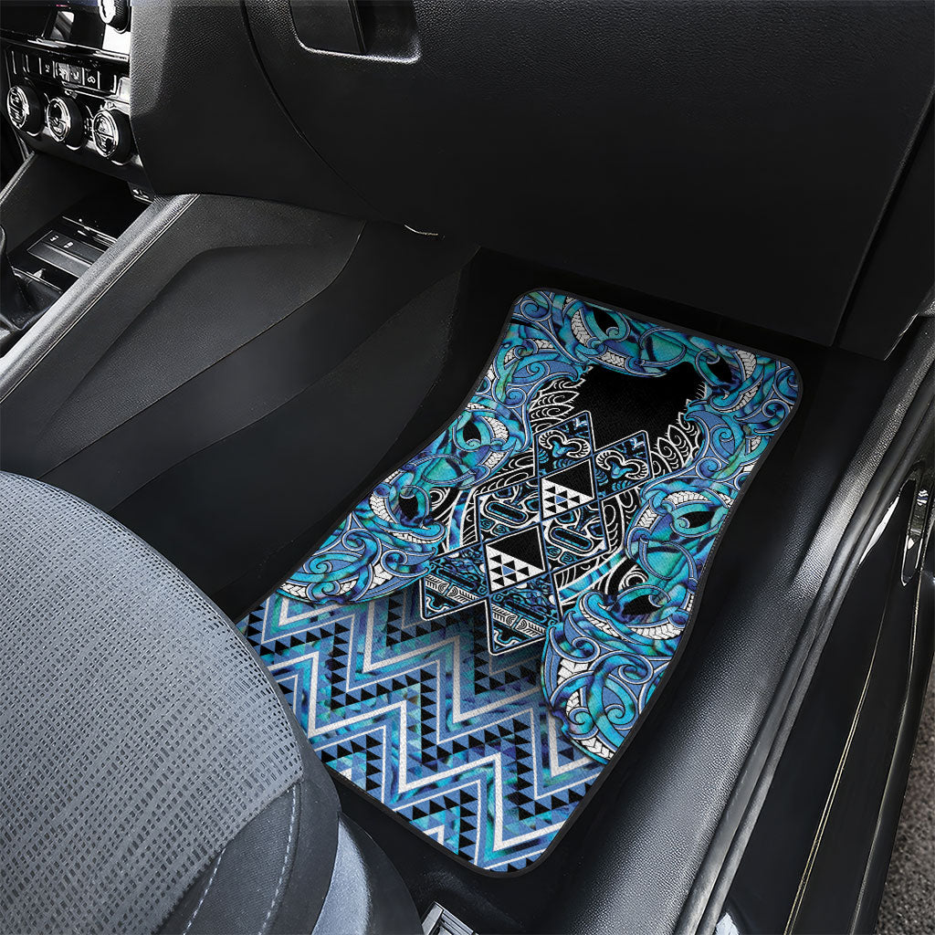 Aotearoa Ngati Porou Car Mats Maori Light Blue Tribal Paua Shell Pattern