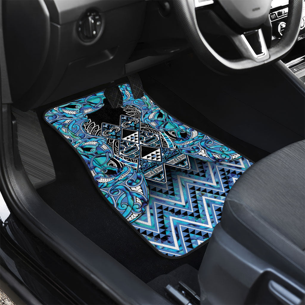 Aotearoa Ngati Porou Car Mats Maori Light Blue Tribal Paua Shell Pattern