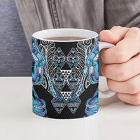 Aotearoa Ngati Porou Ceramic Mug Maori Light Blue Tribal Paua Shell Pattern