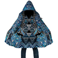 Aotearoa Ngati Porou Cloak Maori Light Blue Tribal Paua Shell Pattern