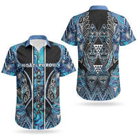 Aotearoa Ngati Porou Couples Matching Long Sleeve Bodycon Dress and Hawaiian Shirt Maori Light Blue Tribal Paua Shell Pattern