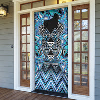 Aotearoa Ngati Porou Door Cover Maori Light Blue Tribal Paua Shell Pattern