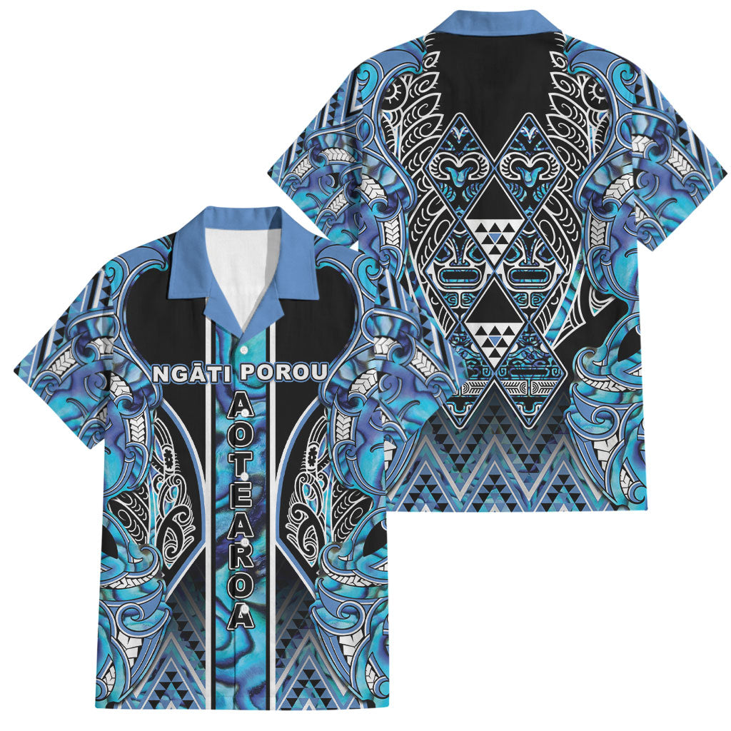 Aotearoa Ngati Porou Family Matching Mermaid Dress and Hawaiian Shirt Maori Light Blue Tribal Paua Shell Pattern