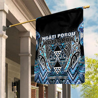 Aotearoa Ngati Porou Garden Flag Maori Light Blue Tribal Paua Shell Pattern