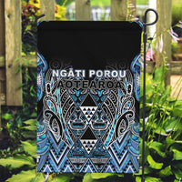 Aotearoa Ngati Porou Garden Flag Maori Light Blue Tribal Paua Shell Pattern