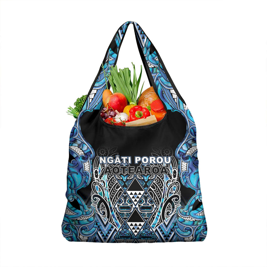 Aotearoa Ngati Porou Grocery Bag Maori Light Blue Tribal Paua Shell Pattern DT05 1-pack One Size Blue - Polynesian Pride