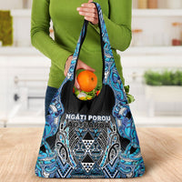 Aotearoa Ngati Porou Grocery Bag Maori Light Blue Tribal Paua Shell Pattern