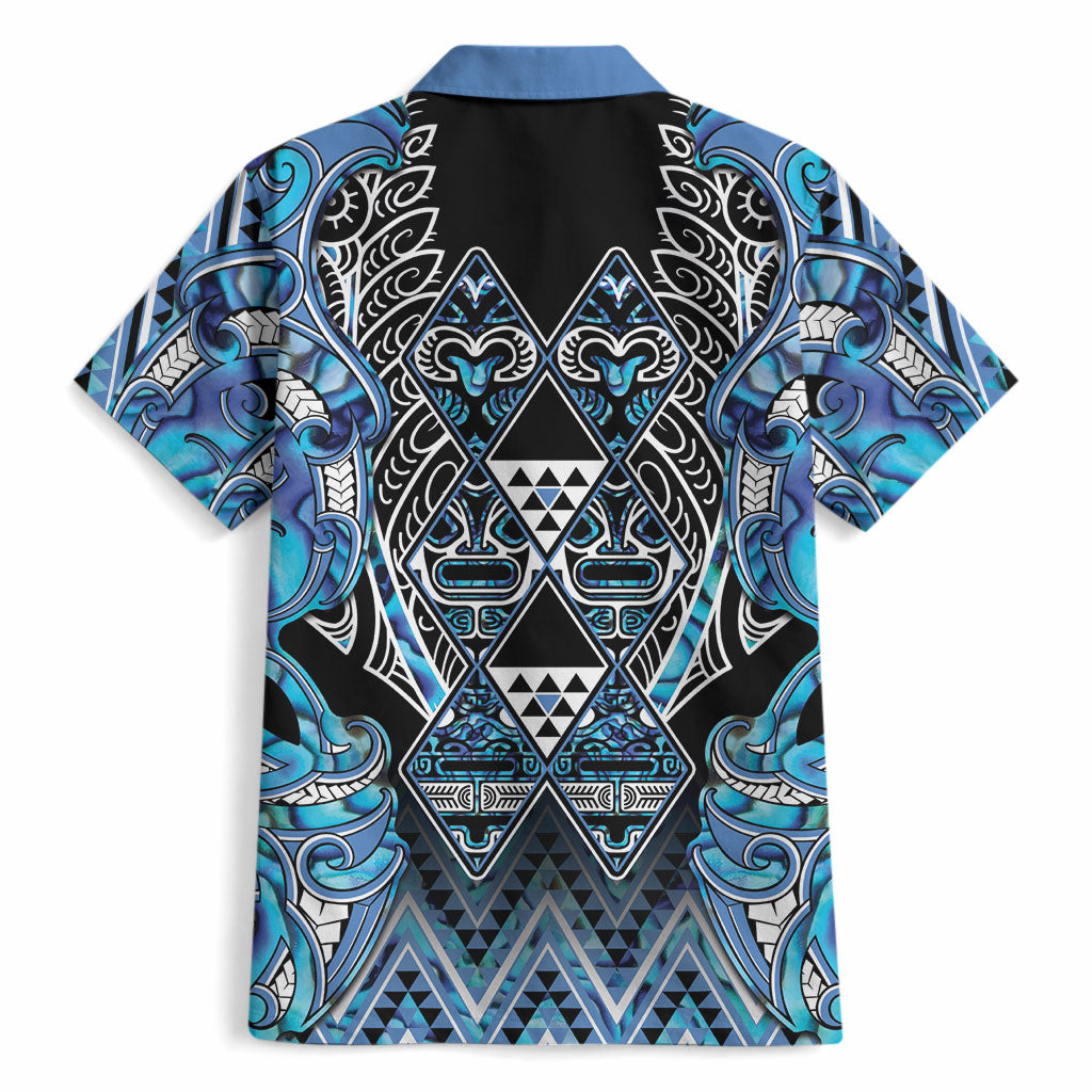 Aotearoa Ngati Porou Hawaiian Shirt Maori Light Blue Tribal Paua Shell Pattern