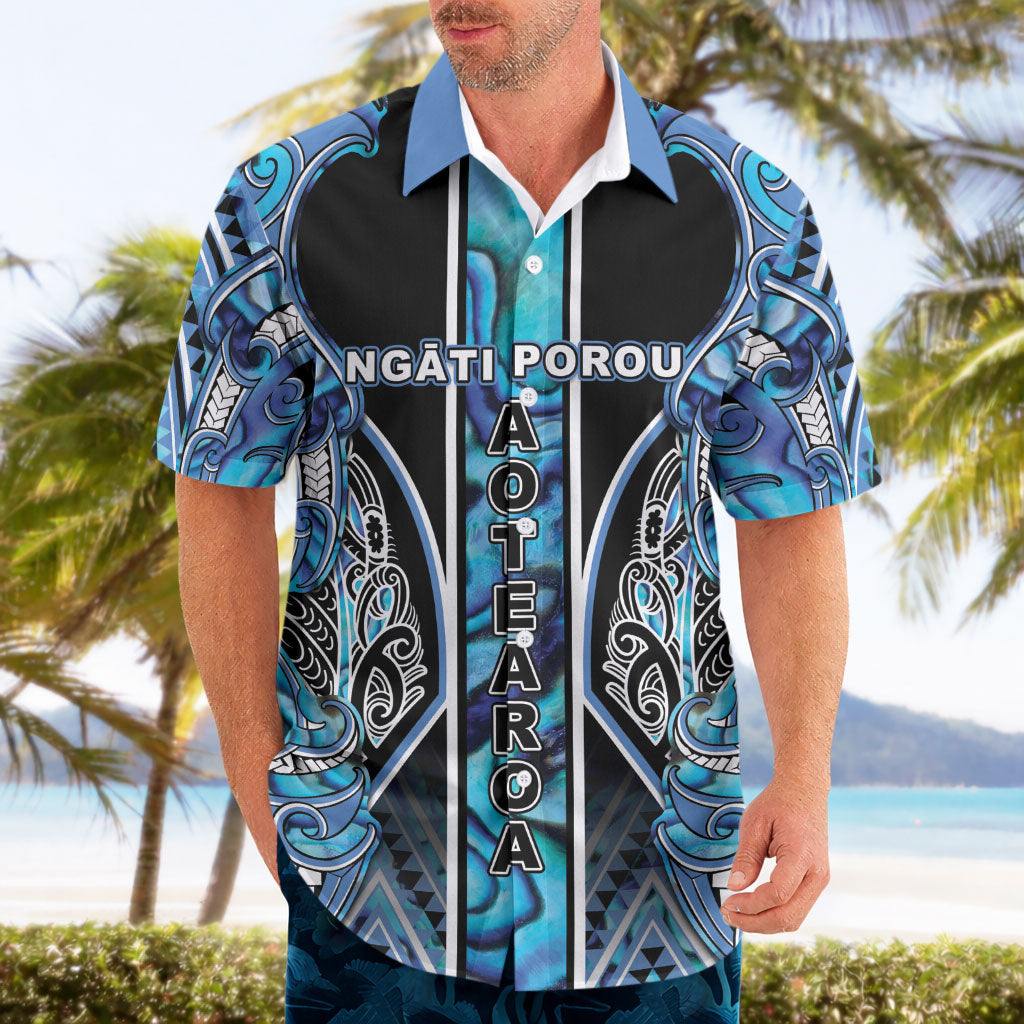 Aotearoa Ngati Porou Hawaiian Shirt Maori Light Blue Tribal Paua Shell Pattern