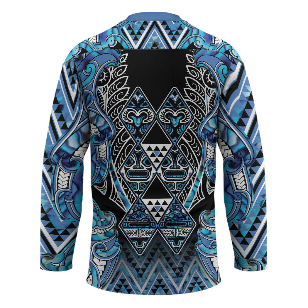 Aotearoa Ngati Porou Hockey Jersey Maori Light Blue Tribal Paua Shell Pattern