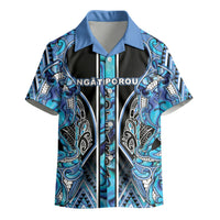 Aotearoa Ngati Porou Kid Hawaiian Shirt Maori Light Blue Tribal Paua Shell Pattern