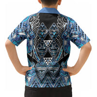 Aotearoa Ngati Porou Kid Hawaiian Shirt Maori Light Blue Tribal Paua Shell Pattern