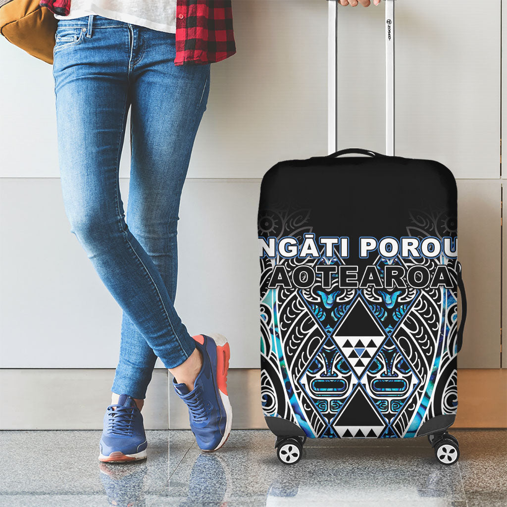 Aotearoa Ngati Porou Luggage Cover Maori Light Blue Tribal Paua Shell Pattern