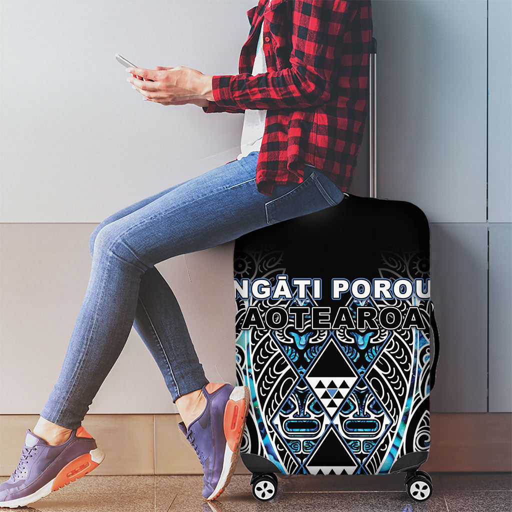 Aotearoa Ngati Porou Luggage Cover Maori Light Blue Tribal Paua Shell Pattern