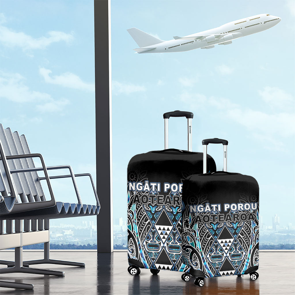 Aotearoa Ngati Porou Luggage Cover Maori Light Blue Tribal Paua Shell Pattern