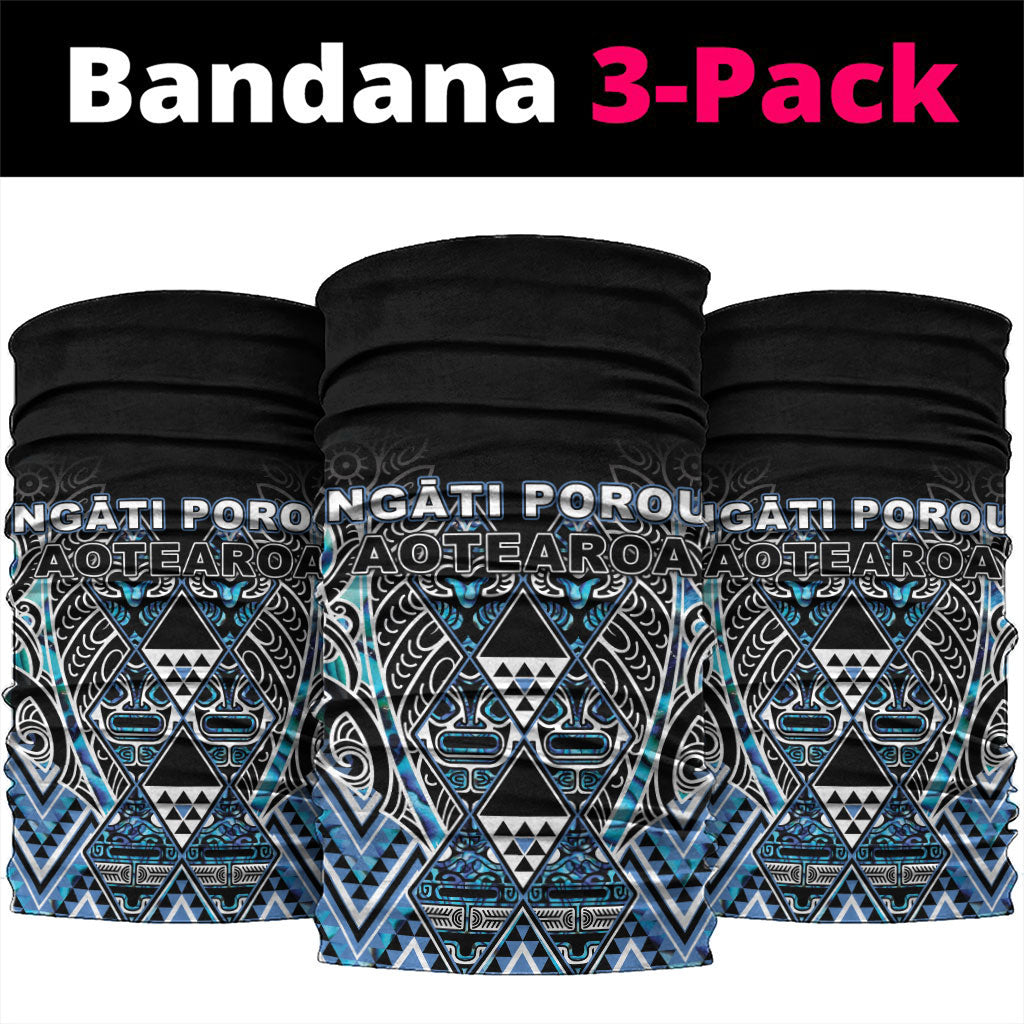 Aotearoa Ngati Porou Neck Gaiter Maori Light Blue Tribal Paua Shell Pattern