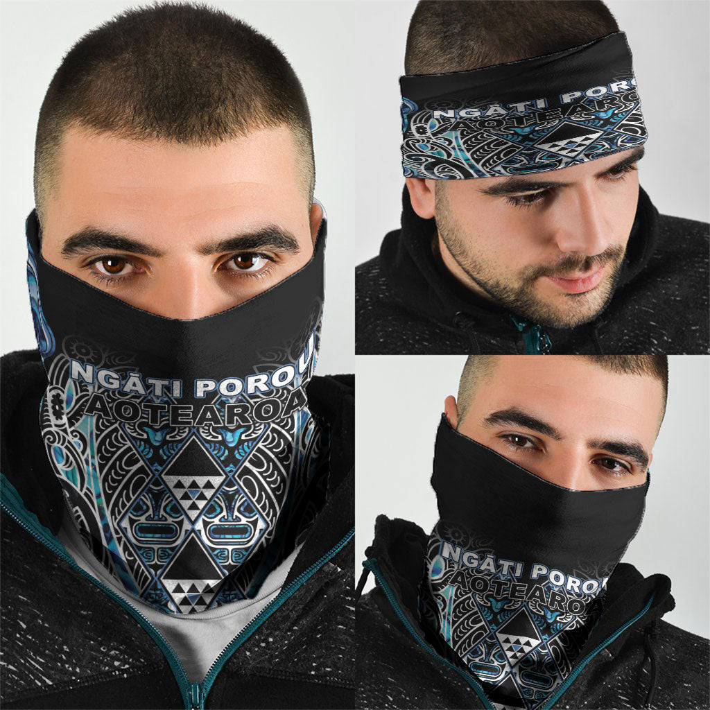 Aotearoa Ngati Porou Neck Gaiter Maori Light Blue Tribal Paua Shell Pattern