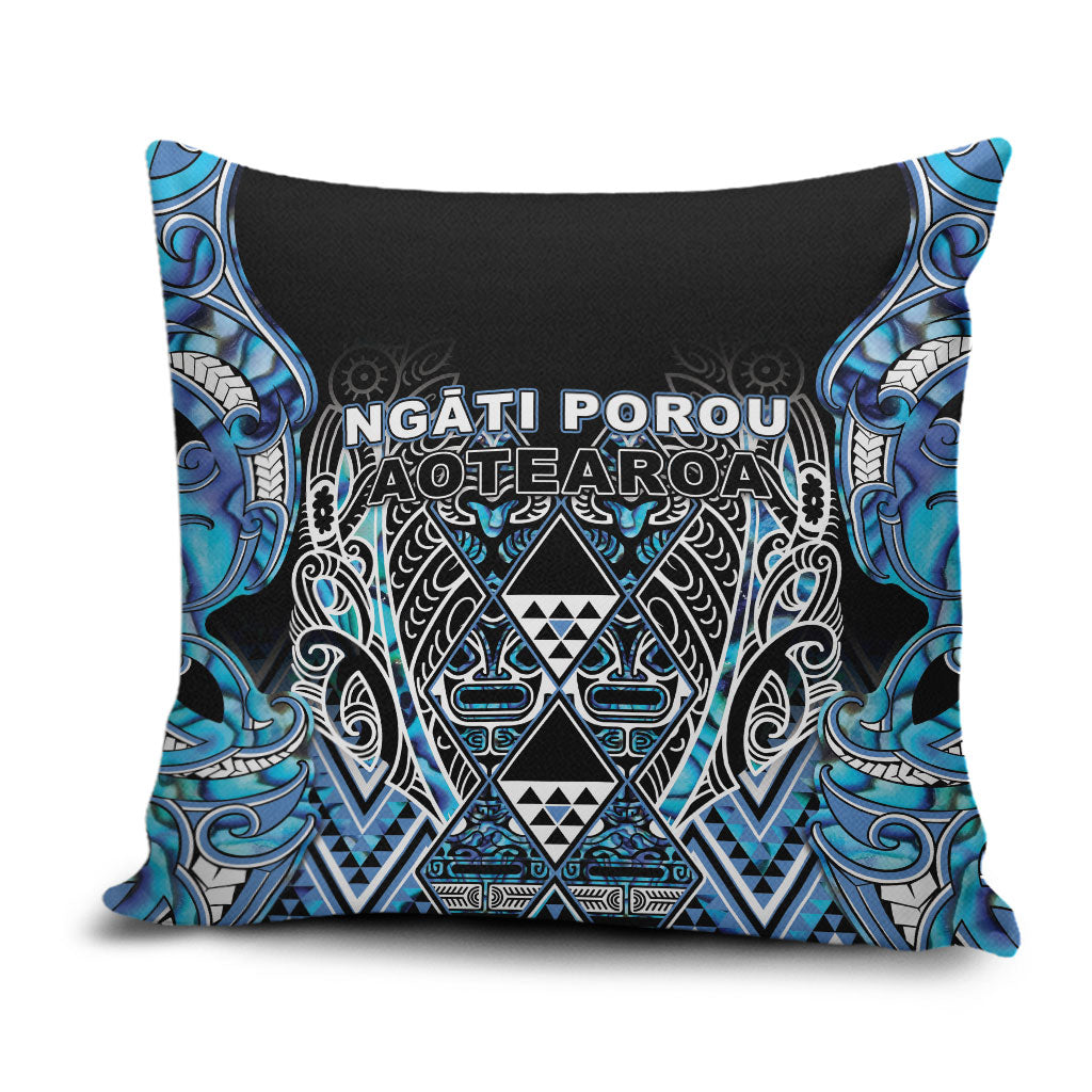 Aotearoa Ngati Porou Pillow Cover Maori Light Blue Tribal Paua Shell Pattern DT05 Blue - Polynesian Pride