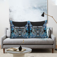 Aotearoa Ngati Porou Pillow Cover Maori Light Blue Tribal Paua Shell Pattern