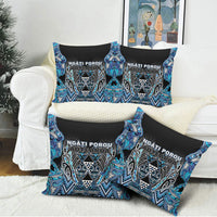 Aotearoa Ngati Porou Pillow Cover Maori Light Blue Tribal Paua Shell Pattern