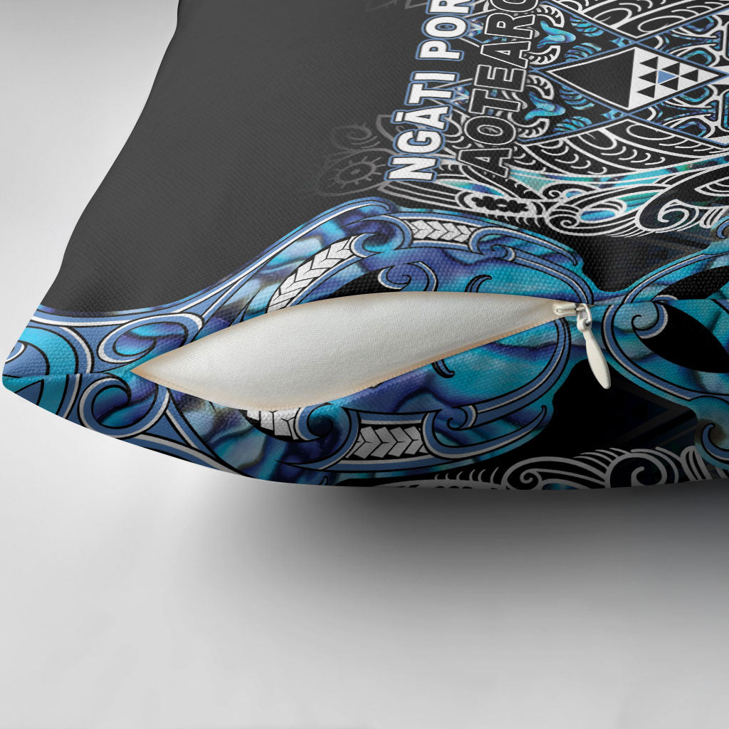 Aotearoa Ngati Porou Pillow Cover Maori Light Blue Tribal Paua Shell Pattern