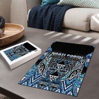 Aotearoa Ngati Porou Puzzle Maori Light Blue Tribal Paua Shell Pattern